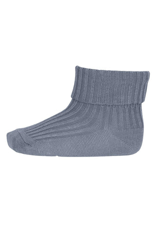 Baby-Socken aus gerippter Baumwolle - Steinblau 4222
