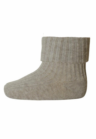 Baby-Socken aus gerippter Baumwolle - L Brown Mel 489