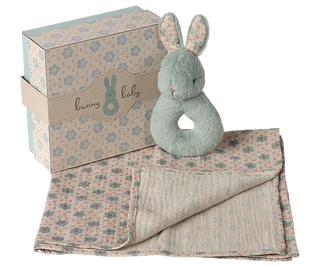 Rabbit rattle set - Mint