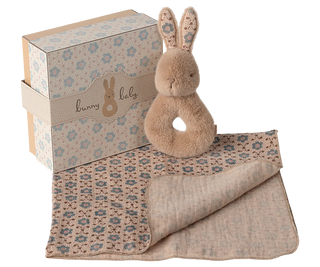 Rabbit rattle set - Cream peach