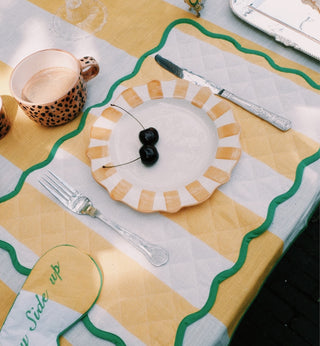 Easter Striped Scalloped Placemat