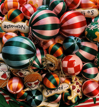 Big Corded Green and Blue Stripe Ornament