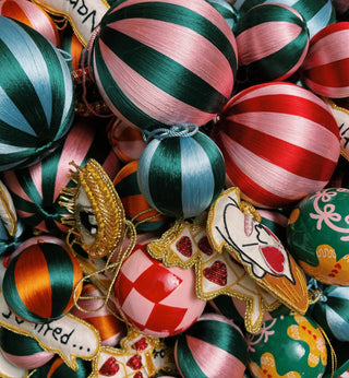 Small Corded Green and Blue Stripe Ornament