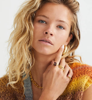 Starshine Magenta Ring Silber vergoldet 17