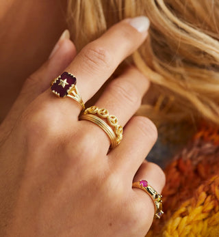 Starshine Magenta Ring Silber vergoldet 17