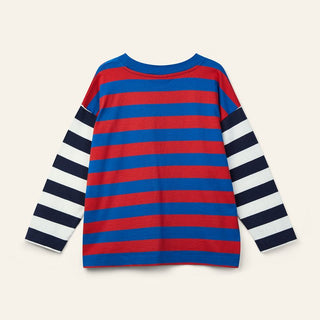 DUO STRIPE TEE - NAVY / ECRU