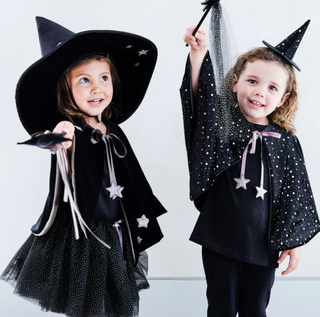 Raven starry velvet mini witch hat