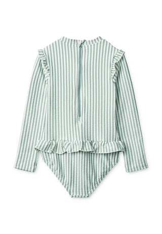 Sille seersucker swimsuit - blue white