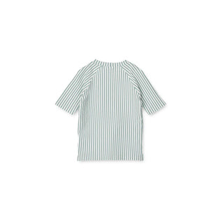Noah seer sucker Swim Tee - Sea blue white