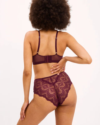 Lace Mesh Highwaist Briefs - Cherry