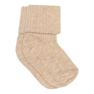 Cotton rib baby socks - Beige melange 108