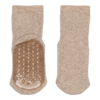 Cotton socks - anti-slip Light Brown Melange