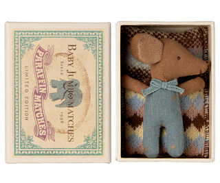 Sleepy wakey baby mouse in matchbox - Blue