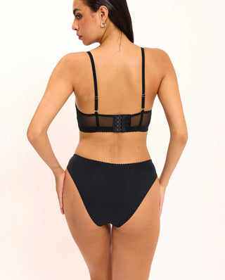 Opaque Mesh Midi Briefs Black - Black
