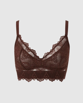 Lace Support Bra - Coffee