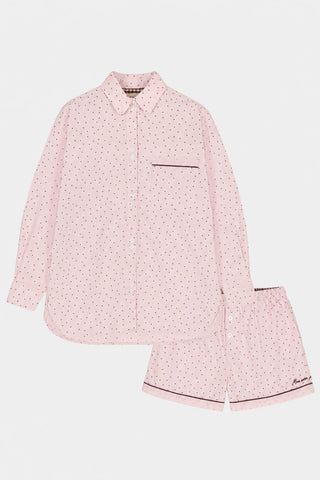 Meisjes-Dames pyjama, roze bolletjes print