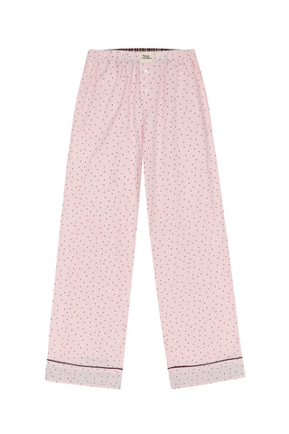 Meisjes-Dames pyjama, roze bolletjes print LB