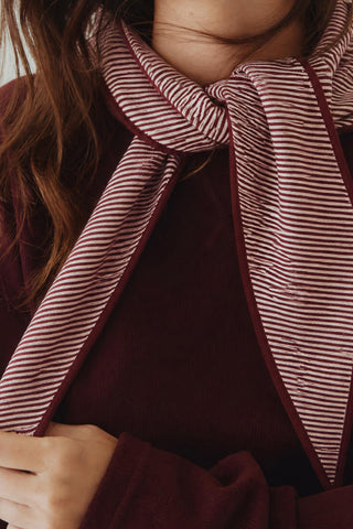 Meisjes-Dames Sjaal, roos-bordeaux streep