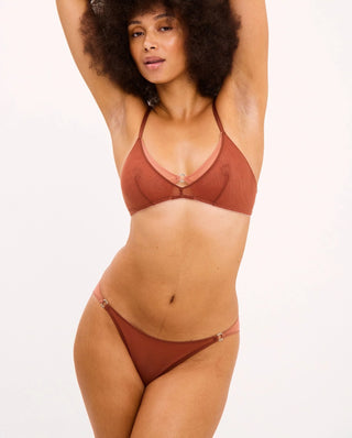 Mesh Tanga Briefs - Rust