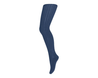 Cotton rib tights - True blue 302