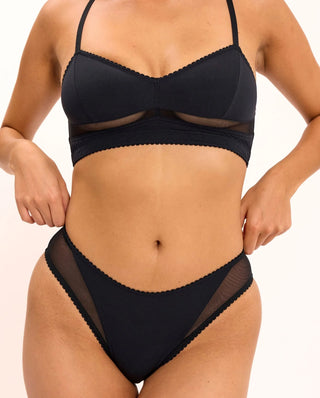 Opaque Mesh Balconette Black - Black