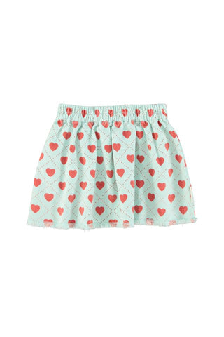 short skirt | light blue w/ red hearts