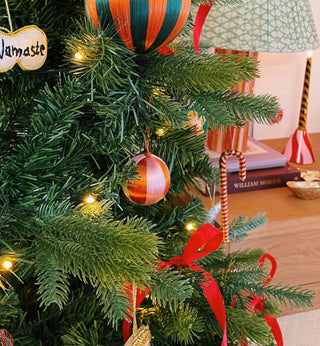 Small Corded Pink and Orange Stripe Ornament