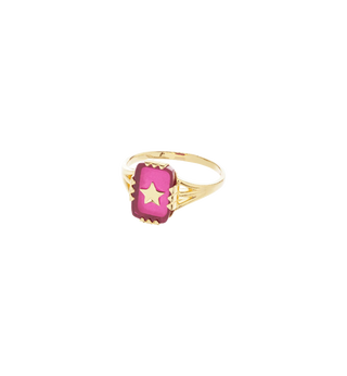 Starshine Magenta Ring Silver Goldplated 17