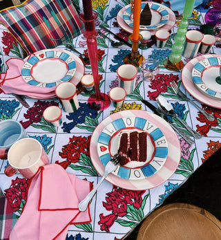 Striped Posy Dinner Plate