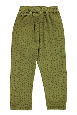 Unisex trousers Khaki black flowers