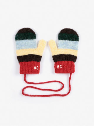 Striped knitted mittens