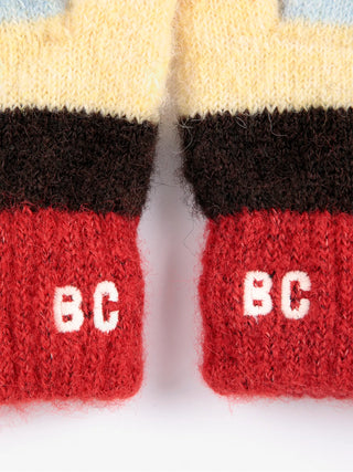 Striped knitted mittens