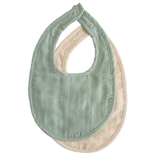 Muslin BIB 2-pack - Roman green/fog