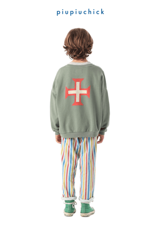 Sweatshirt Green w red cross