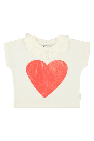 t'shirt w/ collar| ecru red heart