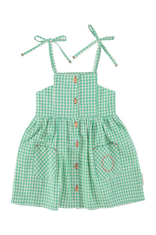 short dress | green & ecru checkered