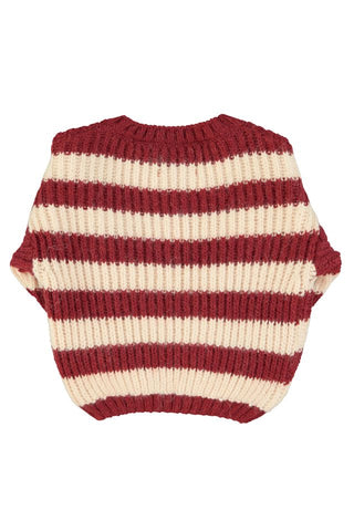 Knitted sweater Bordeaux & pink stripes