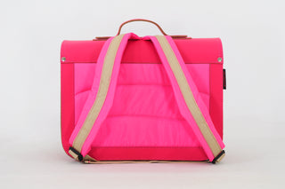 Boekentas klassiek hartjes Fuchsia