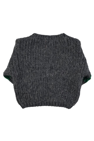 Knitted sweater Grey & green stripes