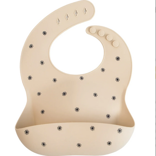 SILICONE BIB - Black daisy