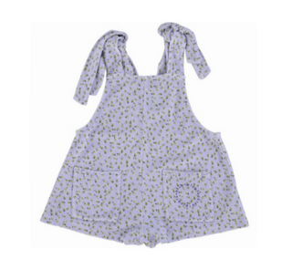 short jumpsuit w/ straps | lavender w/ yellow flowers