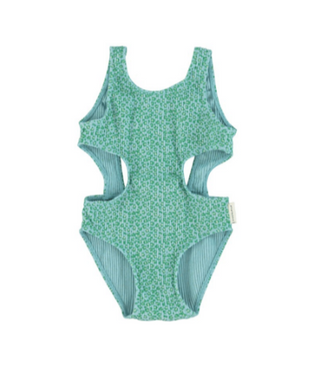 trikini | blue w/ green animal print