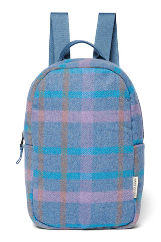 Sky Blue Wool Checked Mini Backpack