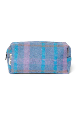 Sky Blue Wool Checked Pouch