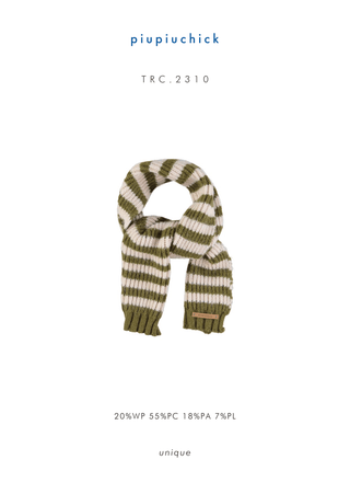 Knitted scarf Green & ecru stripes