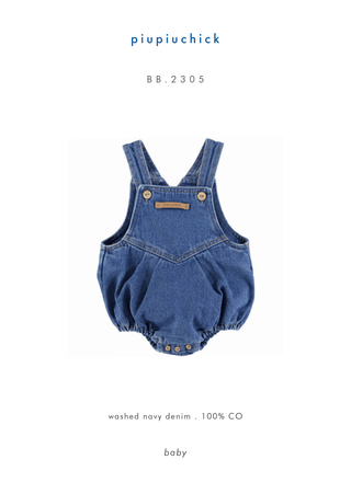 Baby romper Washed navy denim