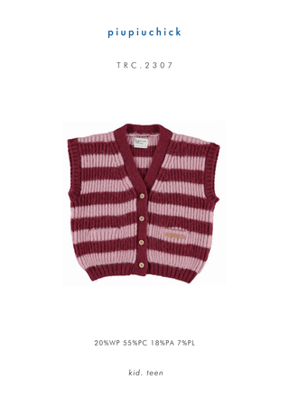 Knitted waistcoat Pink & strawberry stripes