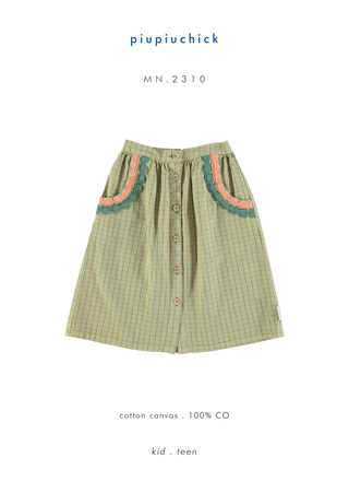 Long skirt Sage green checkered