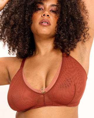 Mesh Double Triangle Bralette - Rust