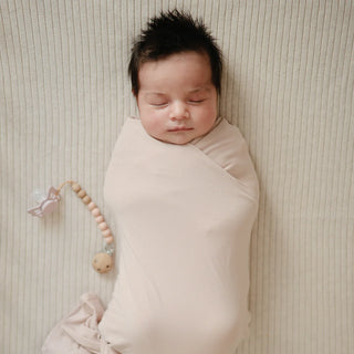 Knitted Ribbed Baby Blanket - beige melange